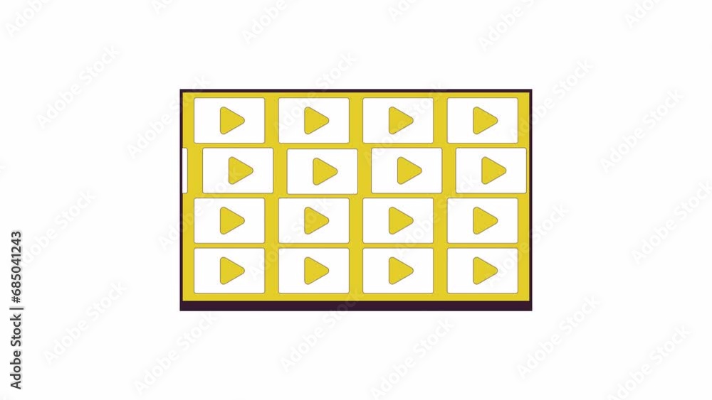 Poster gadget display swiping platform line 2d object animation. movies, shows, channels video screen flat 