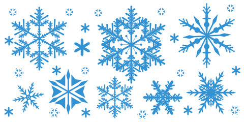 Set of snowflakes, beautiful winter snowflakes. Snowflake decoration background