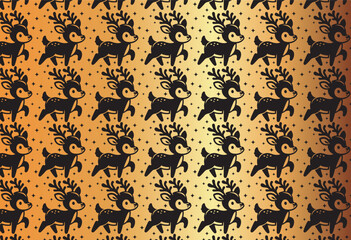 Golden Reindeer Elegance, Festive Pattern with Gilded Reindeer, pattern