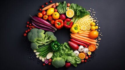 Top view Shopping cart full of fresh leafy vegetables.,Rough white wood background. 
