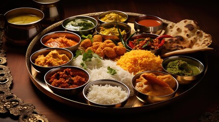 n india indian food rajasthani illustration background thali, cuisine curry, naan biryani n india...