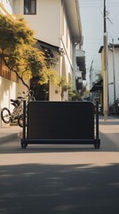 Street scene with fence outdoor urban design template