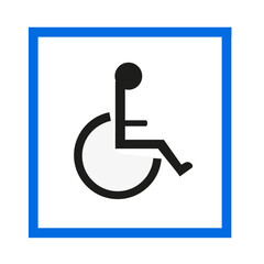 Panneau carr&eacute; avec id&eacute;ogramme indiquant les installations accessibles aux handicap&eacute;s