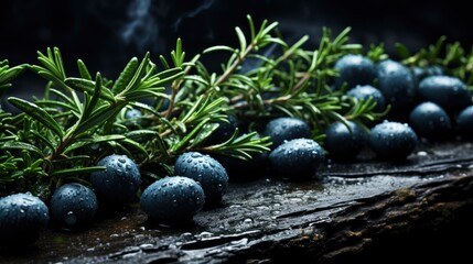 Obraz na płótnie Canvas Rosemary Herbs On Dark Stone Background , Background Images , Hd Wallpapers, Background Image