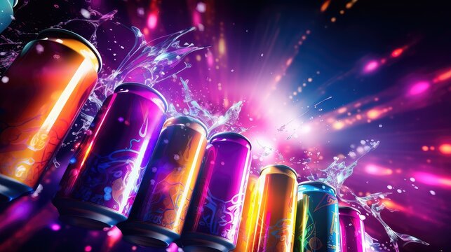 nightlife background energy drink nightclub illustration ice glass, can vodka, carbonated cold nightlife background energy drink nightclub