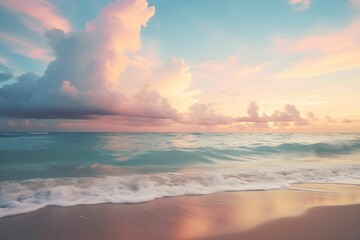 Fototapeta na wymiar AI generated illustration of a beach during sunset