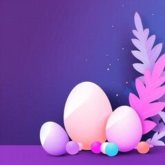 Easter background. Bright stylish 3D foliage in the style of webdesign neomorphism. Template for advertising banner, flyer, flyer, poster, web page.