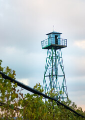 old metal watchtower on hungarian border
