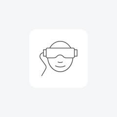 VR technology,  thin line icon, grey outline icon, pixel perfect icon