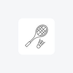 Badminton Racket  thin line icon, grey outline icon, pixel perfect icon