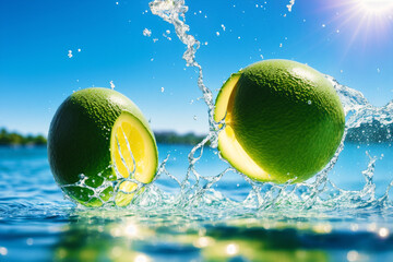 Beautiful water splashes. Chromatic Rhapsody. Vibrant Water Splashes.  Generative AI