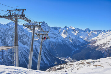 Ski lift constructions in Dombay winter resort
