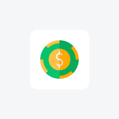 Arcade currency,  flat color icon, pixel perfect icon