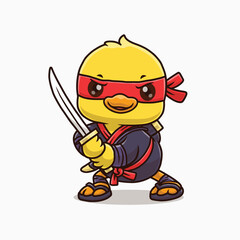 Cute Little Duck Ninja, Cartoon-Illustration
