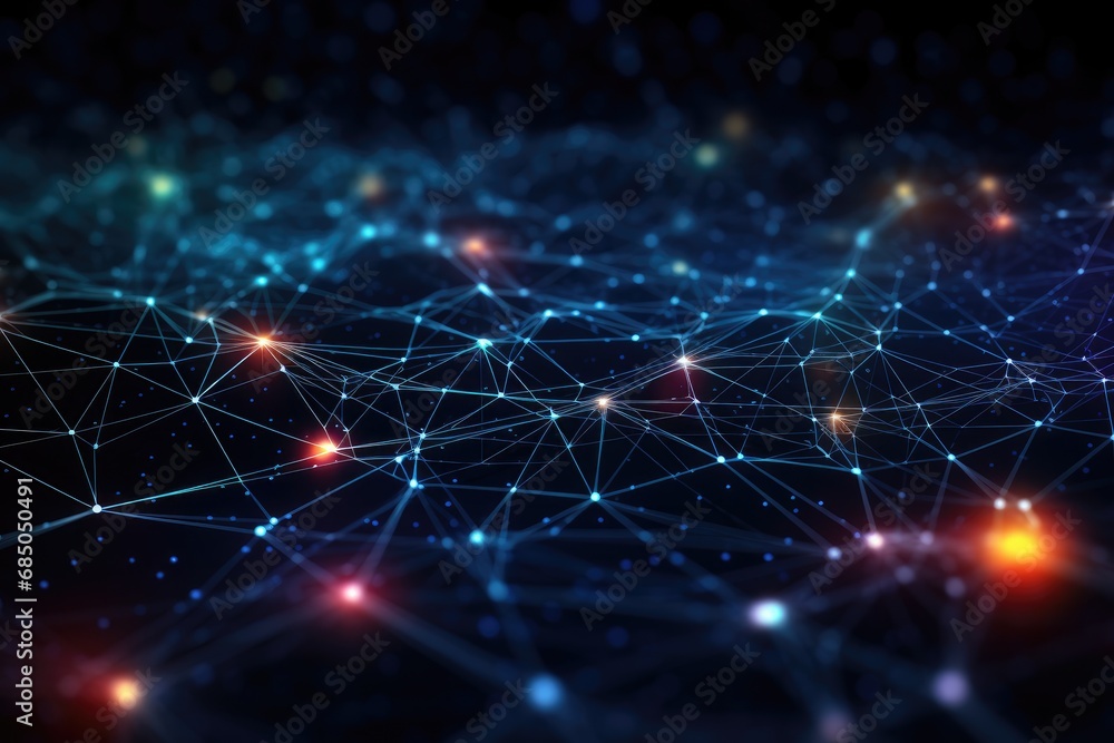 Poster futuristic technology background with connection lines and dots. 3d rendering, digital background wi