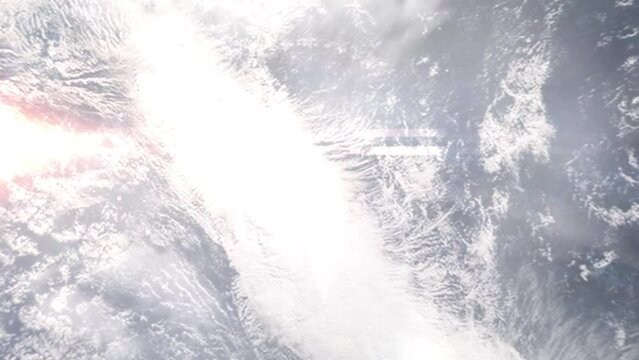 Zoom in from space and focus on Faaa, France. 3D Animation. Background for travel intro. Elements of this image furnished by NASA