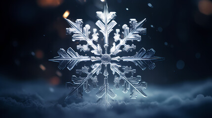 Macro shot of a single snowflake