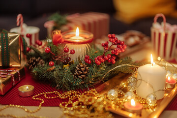 Christmas decorations on the table