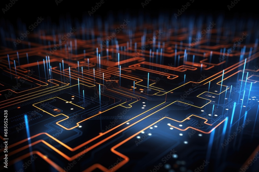 Poster circuit board background. technology concept. 3d rendering toned image, futuristic technology wallpa