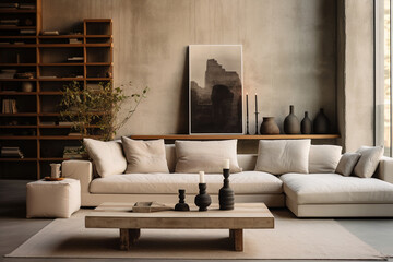 Decor minimalism living room, beige design