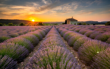 Radiant Provence, A Lavender-Filled Sunset Symphony