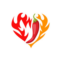 red chili logo vector, cafe and restaurant logo in white background
