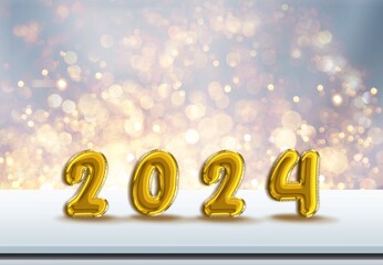 2024 number with lights for new year concept