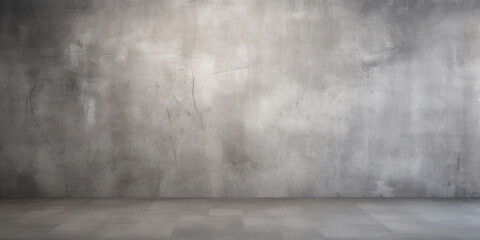 Empty Room with Concrete Floor And Grunge Texture Grey Wall. Modern Studio Space