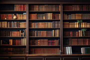 Bookshelves filled with various old books. The concept suggests a love for literature and learning.