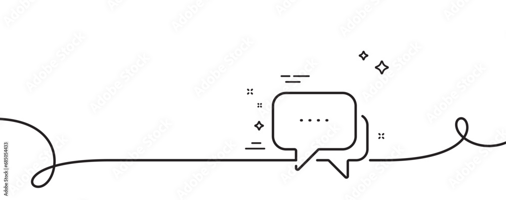 Poster message line icon. continuous one line with curl. chat comment sign. speech bubble symbol. message s