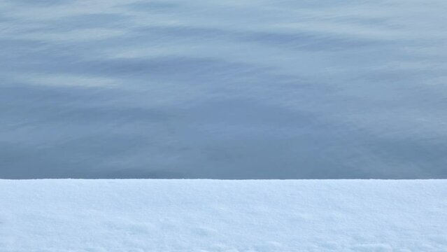 湖畔に降り積もった雪