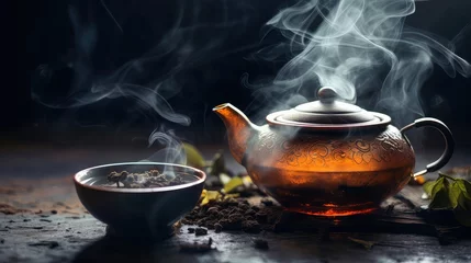 Draagtas beverage hot tea drink steaming illustration aroma table, breakfast healthy, liquid mug beverage hot tea drink steaming © vectorwin