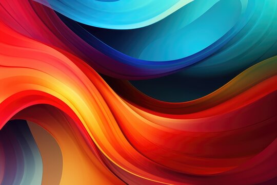abstract background with smooth lines in red, orange and blue colors, Abstract background, Colorful swirling shapes in motion, Digital art for posters, flyers, banners, or design, AI Generated