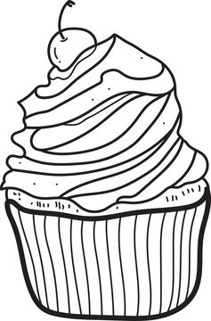 recommend clip art: Cupcake dessert outline