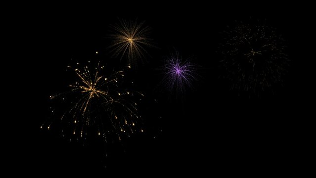 Festive fireworks, celebrating New Year's events, important events, on a black background.