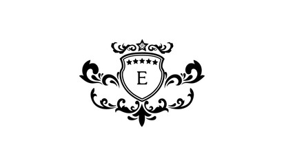 Fototapeta premium Luxury Crown Leaves Logo E
