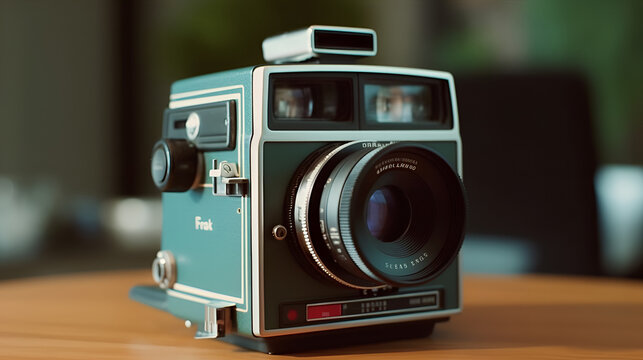 3d printed pinhole camera model, old photo camera with vintage efect
