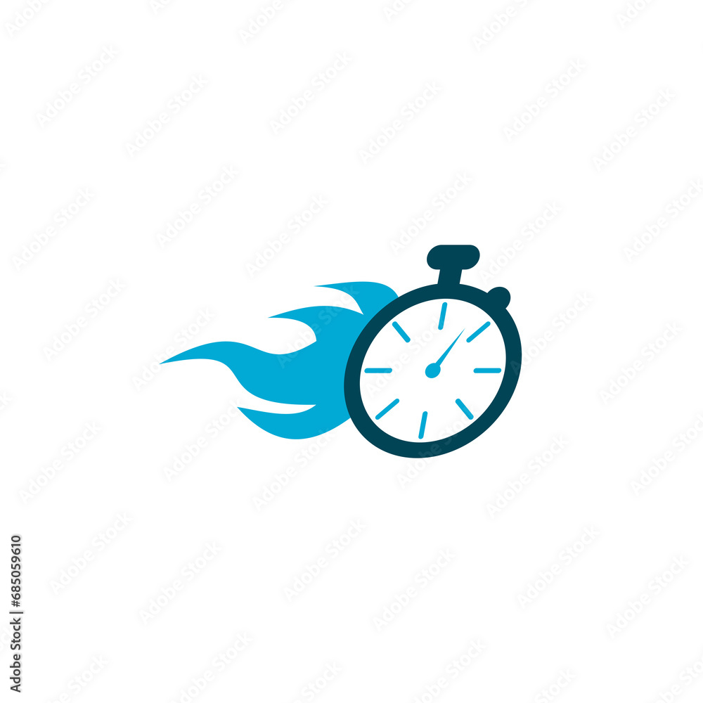 Poster fast delivery icon with timer icon isolated on transparent background