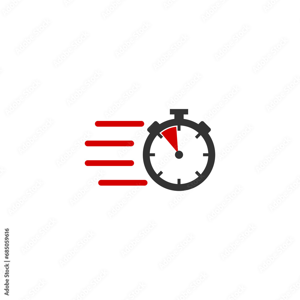 Poster fast delivery icon with timer icon isolated on transparent background