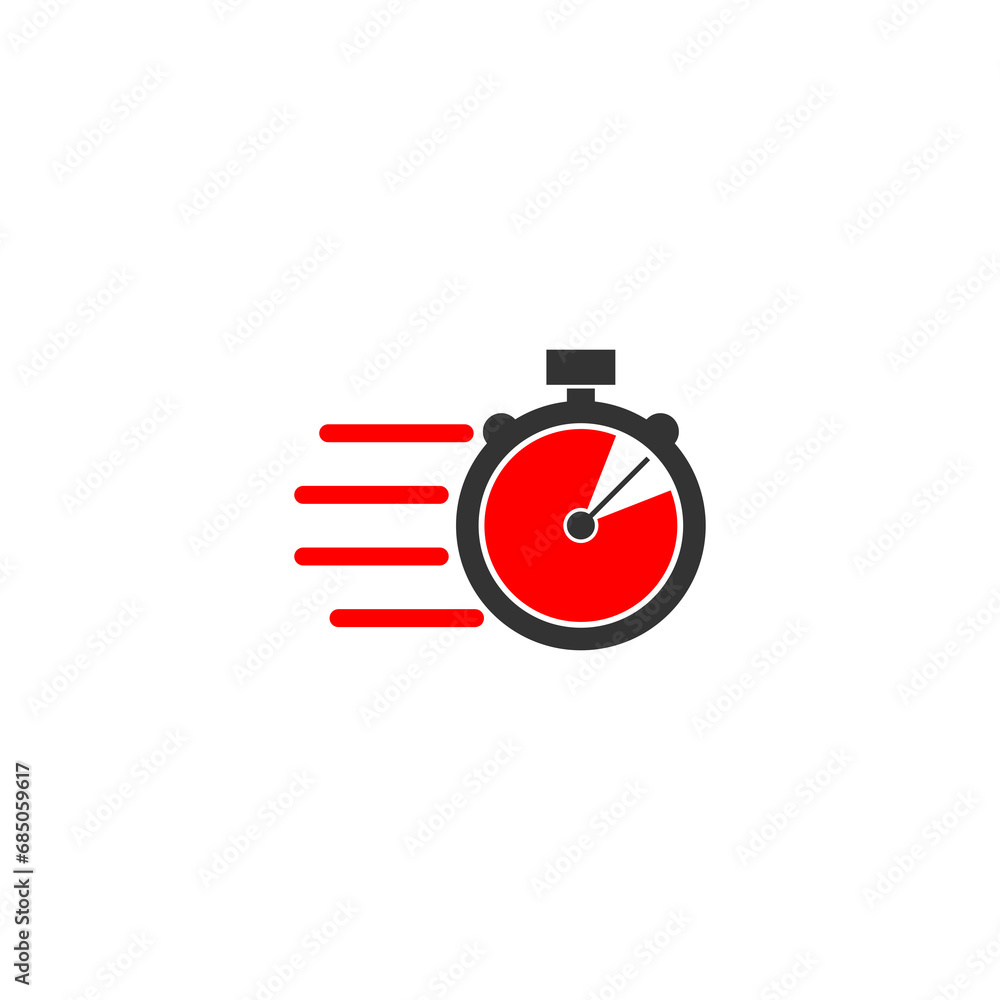 Poster fast delivery icon with timer icon isolated on transparent background