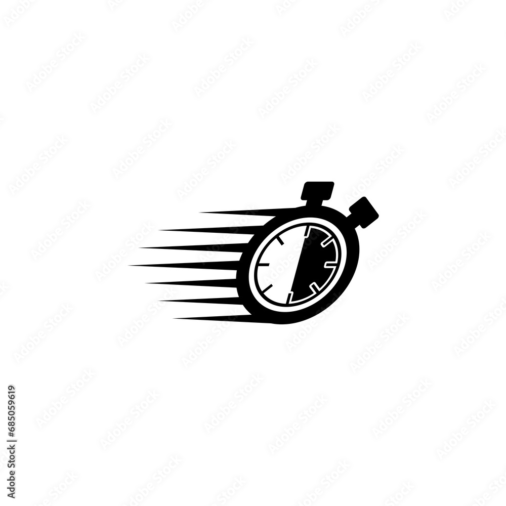 Poster fast delivery icon with timer icon isolated on transparent background