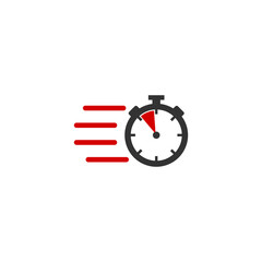 Fast delivery icon with timer icon isolated on transparent background