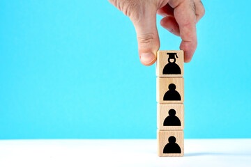 Wooden cubes with student icons