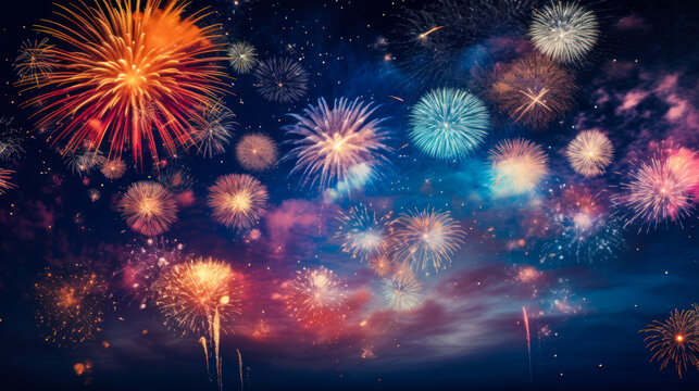 Colorful Fireworks Igniting the Sky