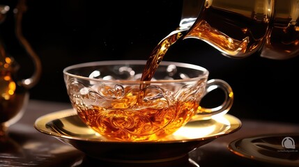 fresh liquid tea drink tea illustration pour glass, background flow, splashing cafe fresh liquid tea drink tea