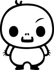 Obraz premium Minimalistic black and white Halloween mascot exuding cuteness drawn with clean lines. Generative AI