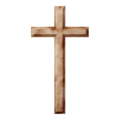 Wooden Christian cross isolated on transparent background, white background, icon material, vector illustration