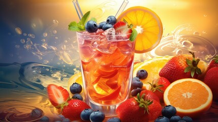background fruit cocktail drink citrus illustration ice beverage, fresh water, summer glass background fruit cocktail drink citrus