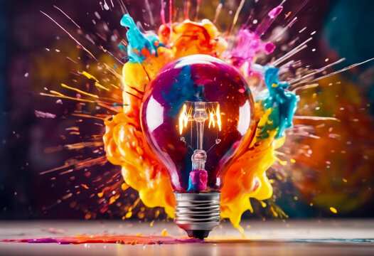 Innovazione Scintillante- Una Lampadina che Rivela Nuove Idee Colorate