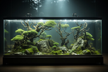 aquascape, natural style aquarium, artificial underwater landscape